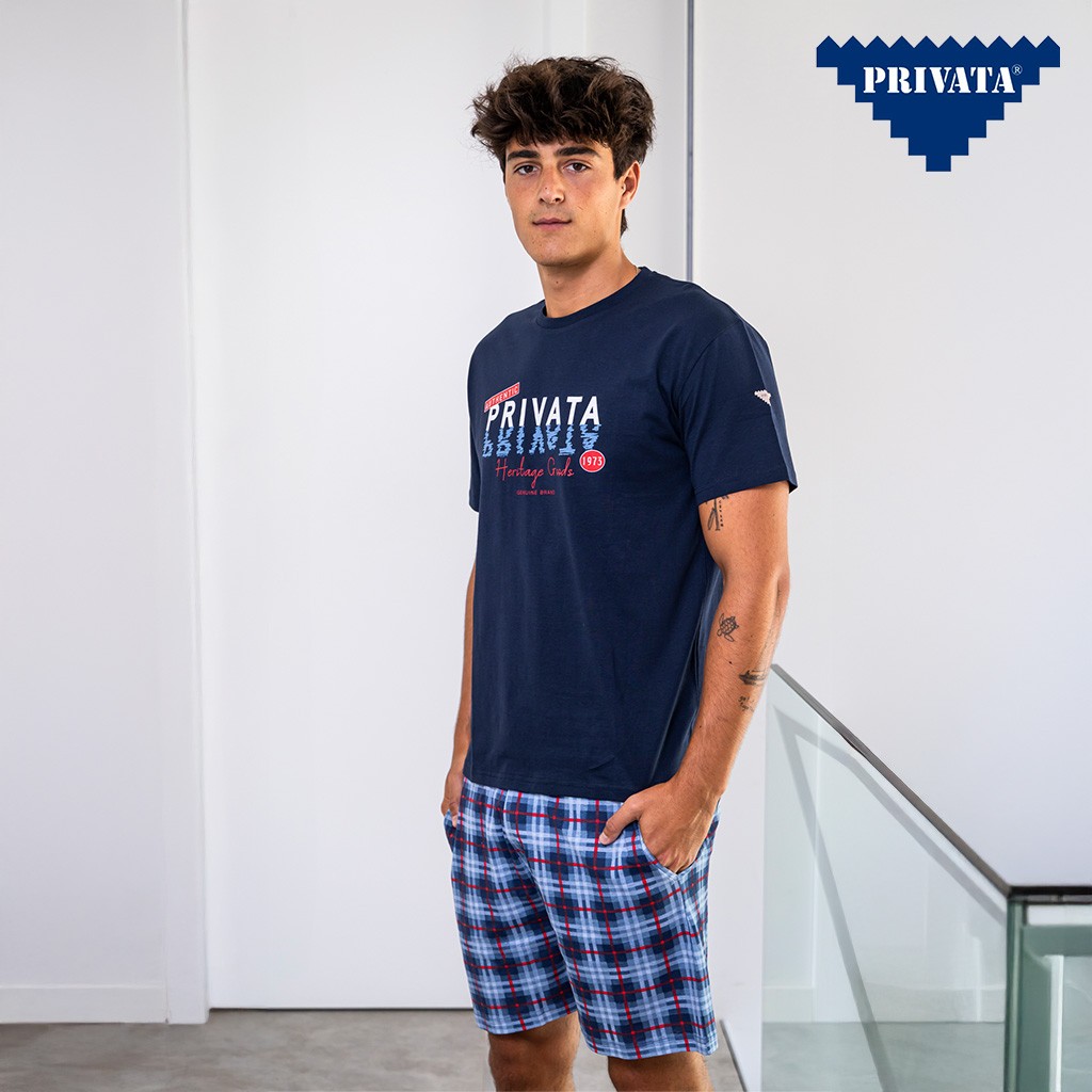 Pijama hombre manga corta algod&oacute;n