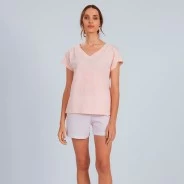 Pijama mujer manga corta cuello pico