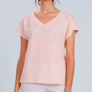 Pijama mujer manga corta cuello pico