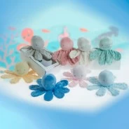 Sonajero bebe pulpo coralina suave en caja regalo