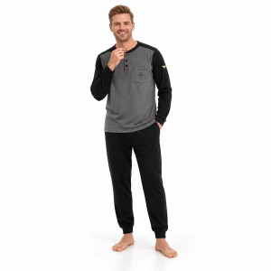 Pijama hombre cuello botones spandex