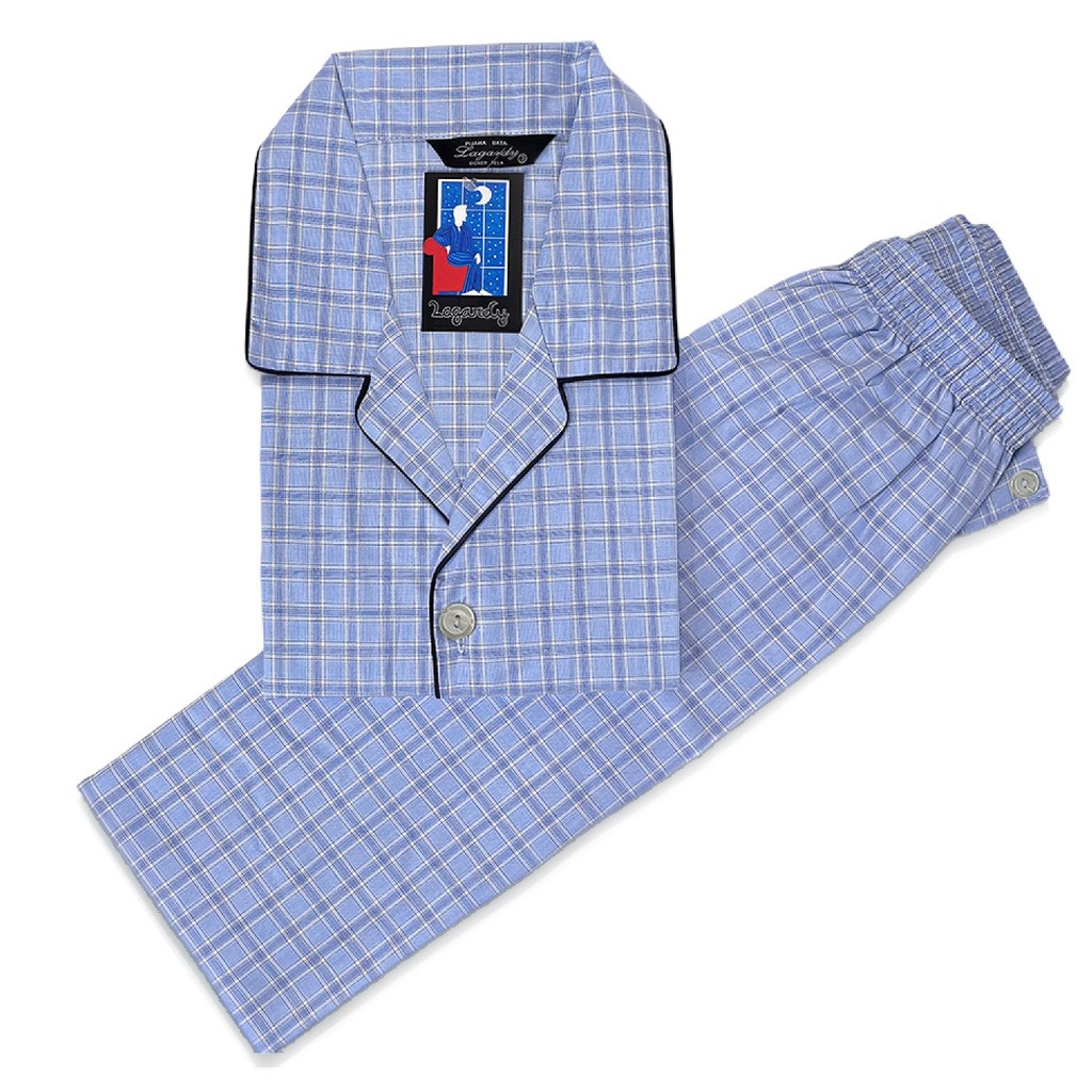 Pijama hombre tela cuadros manga larga