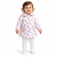 Bata beb&eacute; estampado ositos rosa