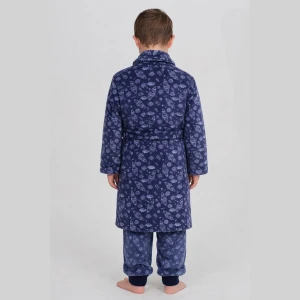 Bata ni&ntilde;o estampada cruzada con cintur&oacute;n