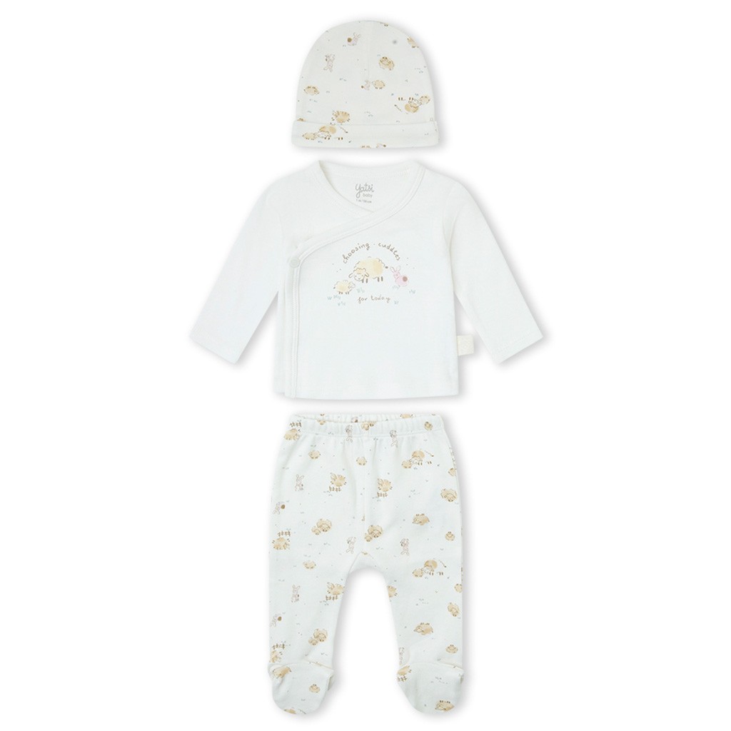 Conjunto tres piezas beb&eacute; manga larga