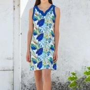 Vestido mujer hombrera estampado