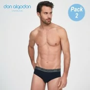 Slip hombre algod&oacute;n pack 2 b&aacute;sico cintura goma 