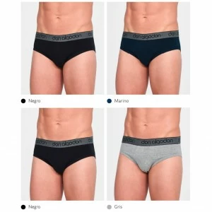 Slip hombre algod&oacute;n pack 2 b&aacute;sico cintura goma 