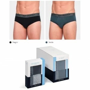 Slip hombre algod&oacute;n pack 2 b&aacute;sico cintura goma 