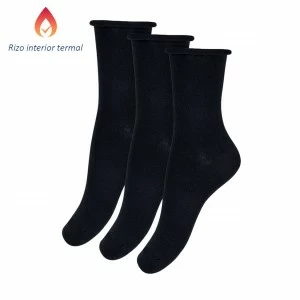 Calcet&iacute;n mujer pu&ntilde;o rulo y rizo algod&oacute;n pack x3