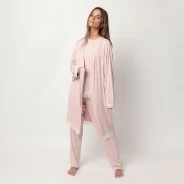 Bata mujer cruzada tejido viscosa topitos