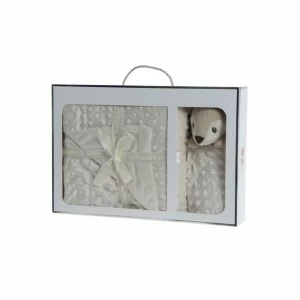 Estuche regalo bebe con manta y dudu animales.