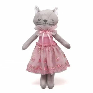 Gatita de trapo con vestidito de tul bordado
