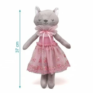 Gatita de trapo con vestidito de tul bordado