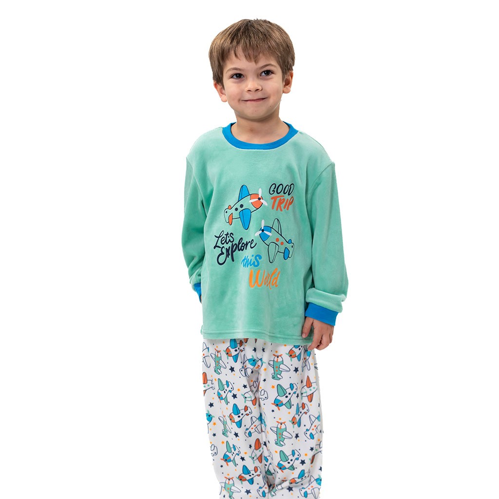 Pijama infantil manga larga estampado