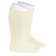 Calcetin bebe e infantil liso con pu&ntilde;o calado