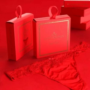 Tanga de polimida y encaje rojo en cajita regalo