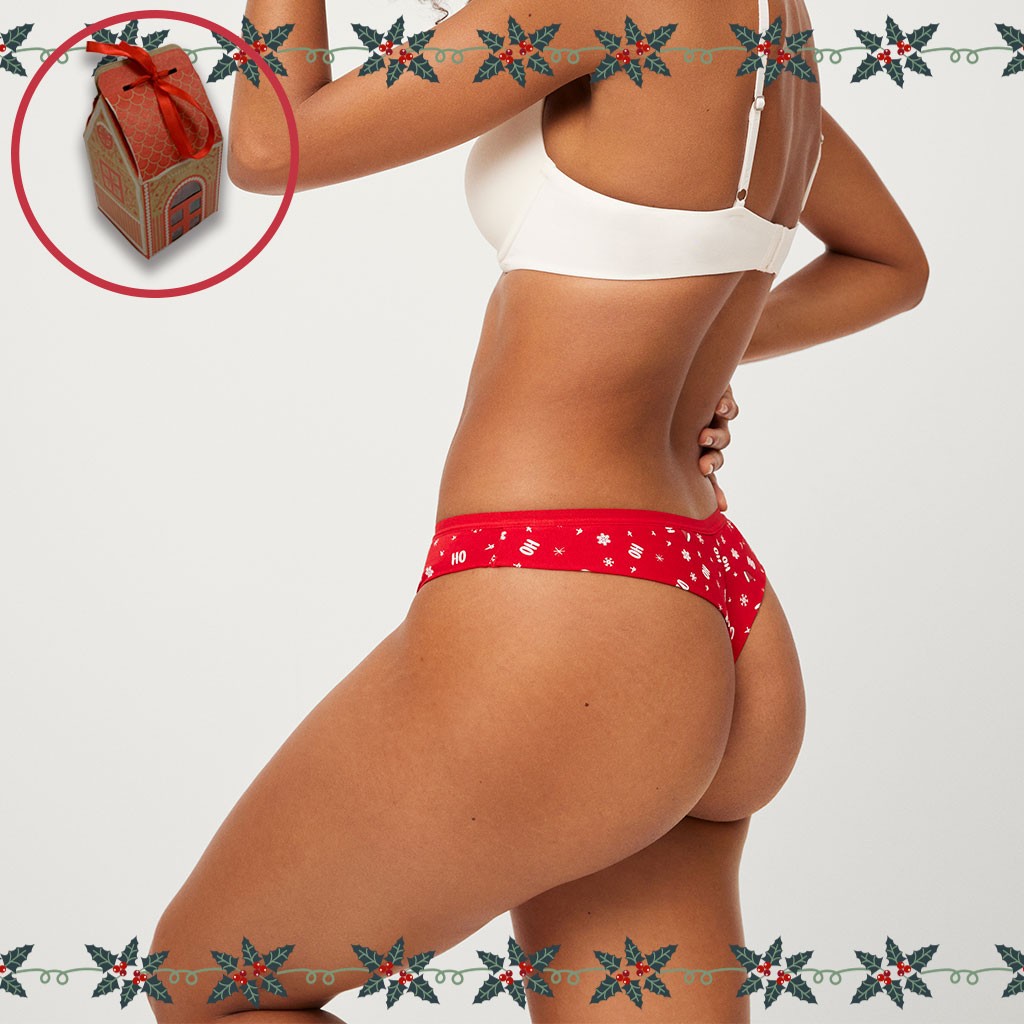 Tanga mujer rojo navidad en caja regalo