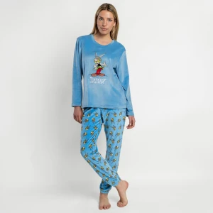 Pijama largo mujer azul estampado Ast&eacute;rix