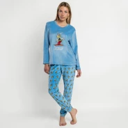 Pijama largo mujer azul estampado Ast&eacute;rix