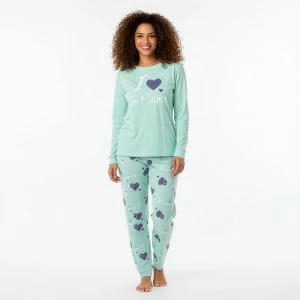 Pijama mujer algod&oacute;n estampado corazones