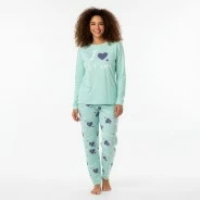 Pijama mujer algod&oacute;n estampado corazones
