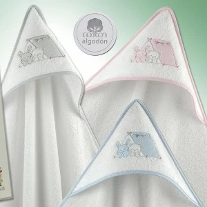 Capa ba&ntilde;o bebe rizo algodon bordad en caja regalo