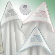 Capa ba&ntilde;o bebe rizo algodon bordad en caja regalo