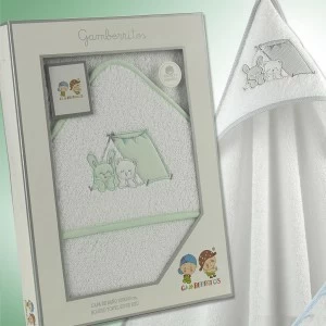 Capa ba&ntilde;o bebe rizo algodon bordad en caja regalo
