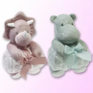 Peluche bebe con manta a juego de coralina
