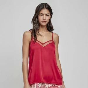 Camiseta pijama tiractes tacto seda escote pico