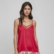 Camiseta pijama tiractes tacto seda escote pico