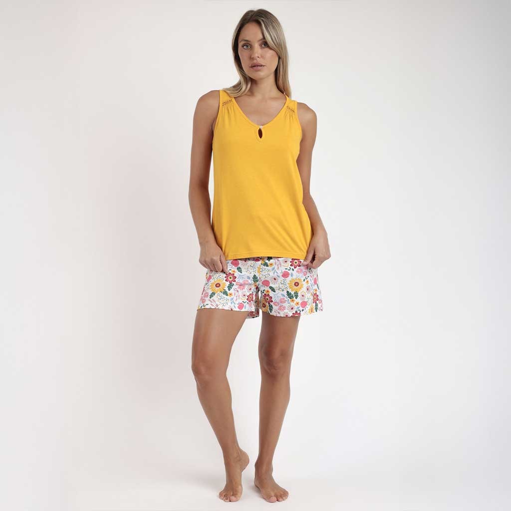 Pijama mujer hombrera efecto lurex cuello pico