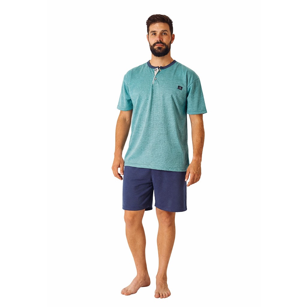 Pijama corto hombre cuello botones