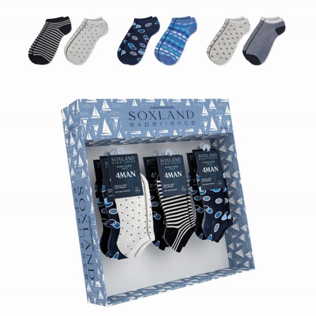 Calcet&iacute;n invisible hombre estampado expositor 18