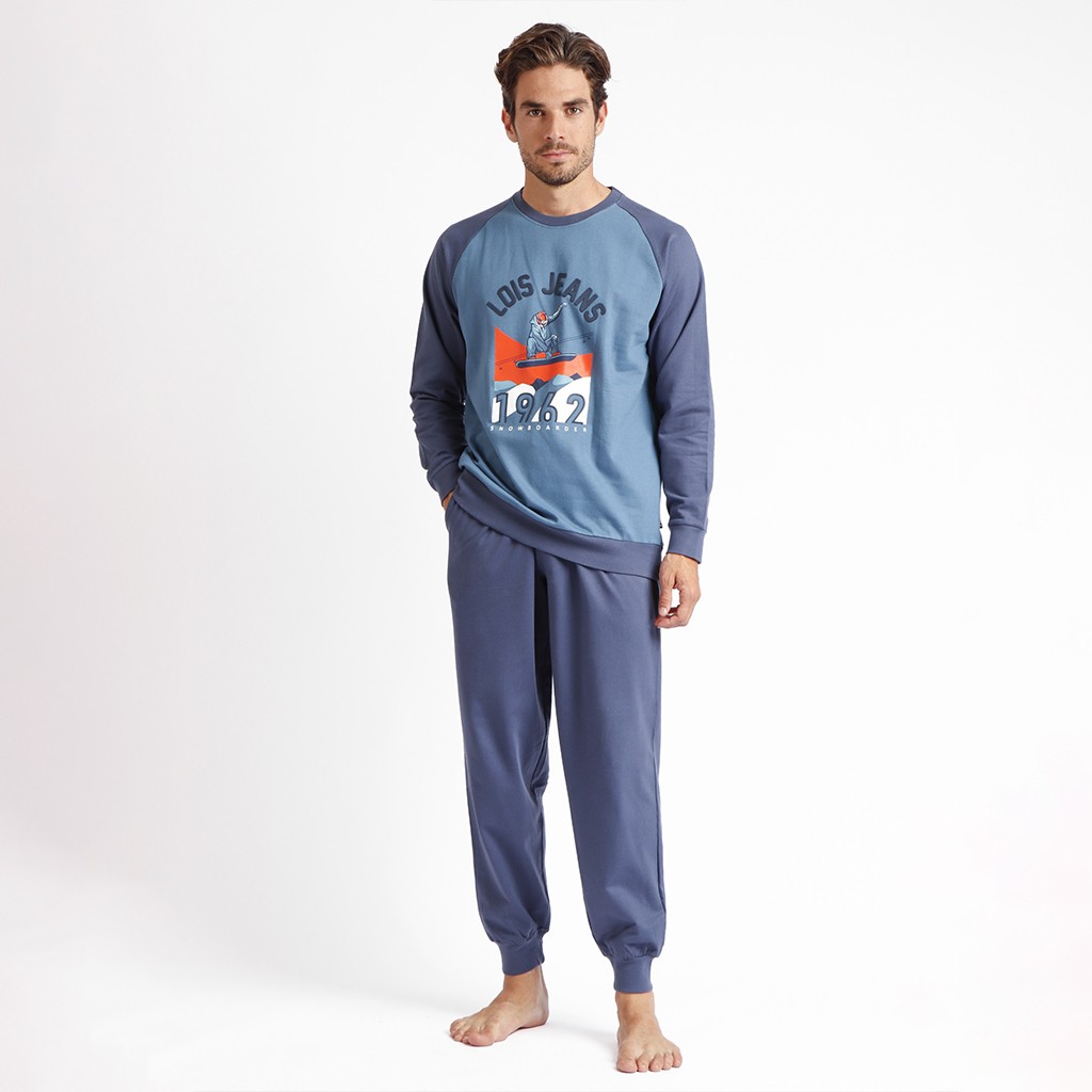 Pijama afelpado hombre manga larga
