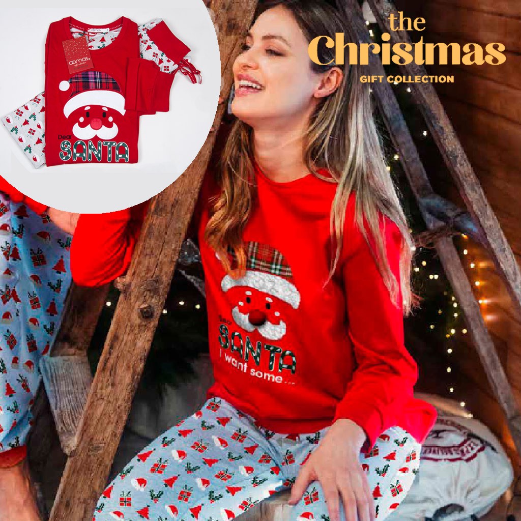 Pijama mujer santa claus en caja regalo navidad