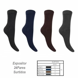 Calcet&iacute;n mujer t&eacute;rmico liso expositor 24 pares