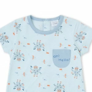 Pelele beb&eacute; manga corta estampado