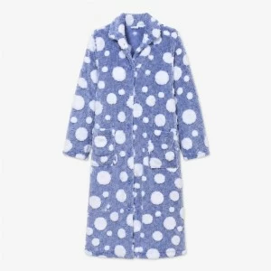 Bata mujer coralina estampada lunares