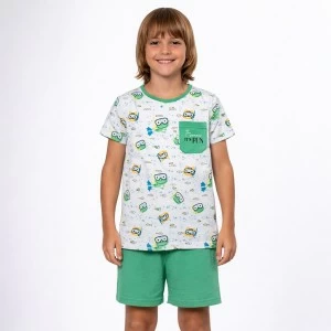 Pijama ni&ntilde;o manga corta algodon con bolsillo