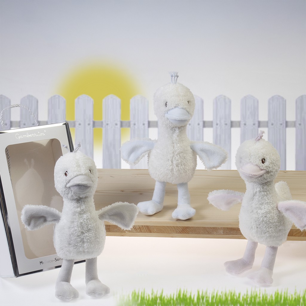 Peluche sonajero patito en caja de regalo