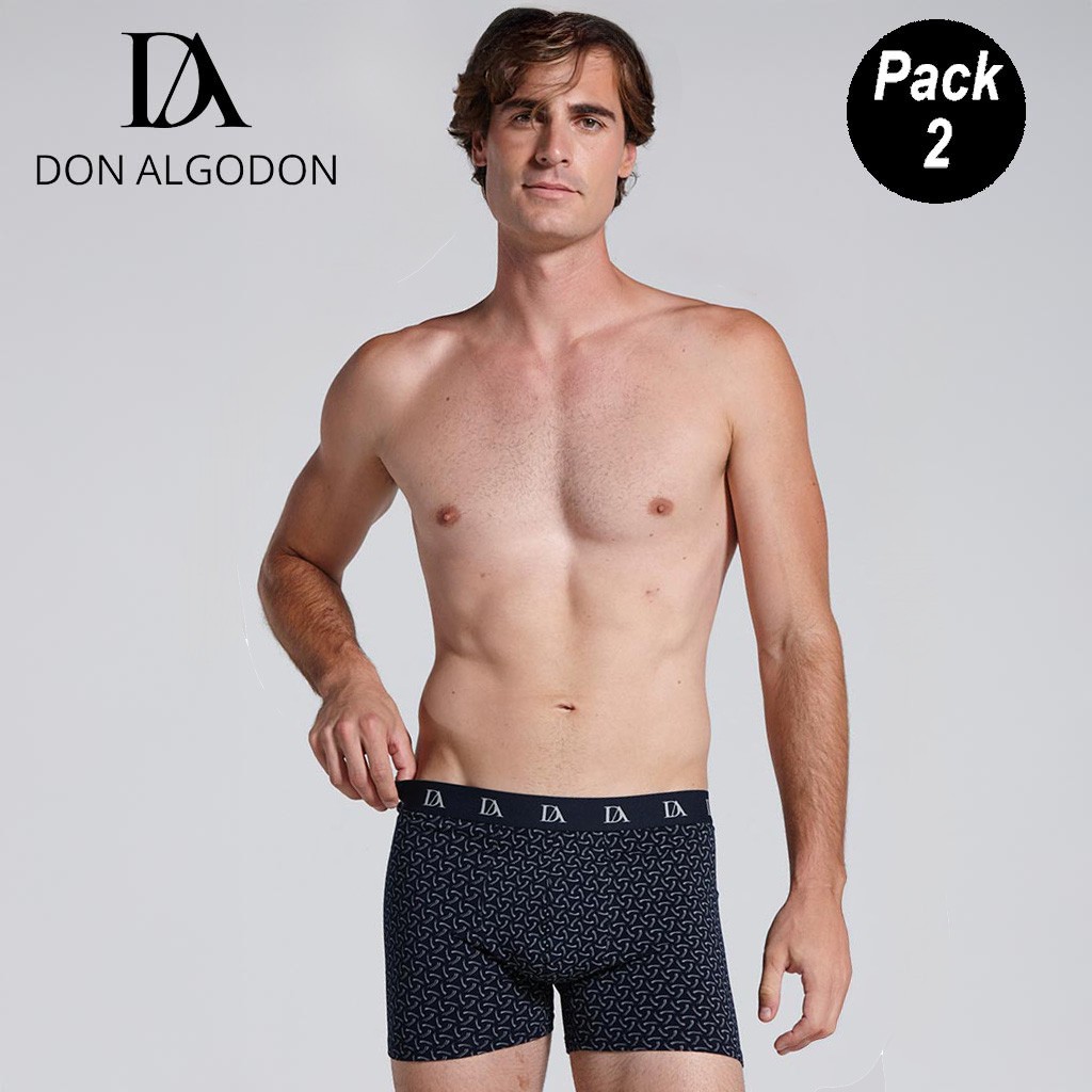 Boxer algodón pack 2 estampado DA + liso