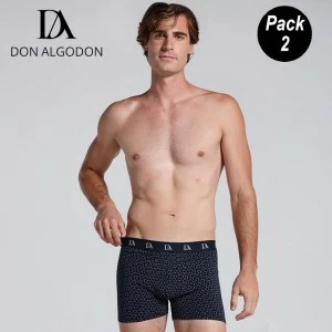 Boxer algod&oacute;n pack 2 estampado DA + liso
