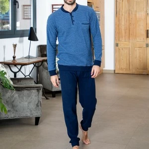Pijama largo hombre cuello botones