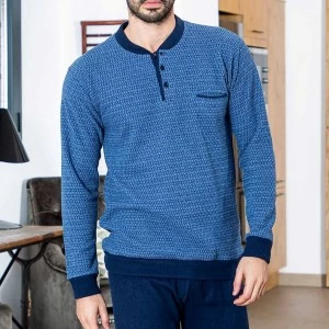 Pijama largo hombre cuello botones