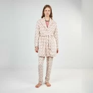 Bata corta mujer coralina estampada