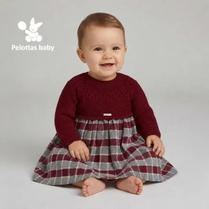 Vestido combinado beb&eacute; manga larga 