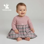 Vestido combinado beb&eacute; manga larga 