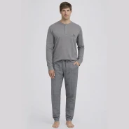 Pijama hombre manga larga cuello botones